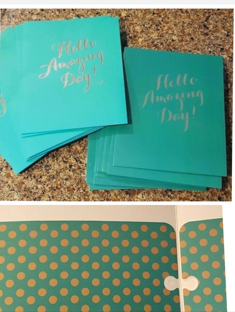 28 HELLO AMAZING DAY BACK TO SCHOOL FOLDERS GREEN SILVER GOLD NEW